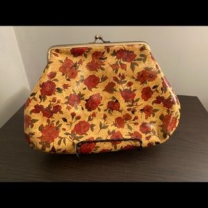Patricia Nash Tan Rosso Fiori Handbag Wristlet, excellent condition.